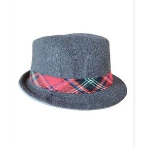 Cat & Jack 6-12 mo Gray Plaid Band Felt Fedora Hat Baby Babies Boys Photo Prop